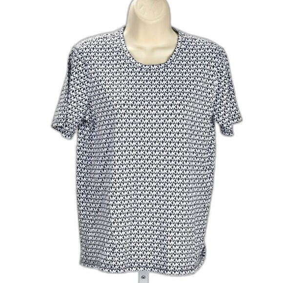 MIchael Kors Tonal Allover Knit Logo Short Sleeve T-Shirt Size M - Picture 1 of 3